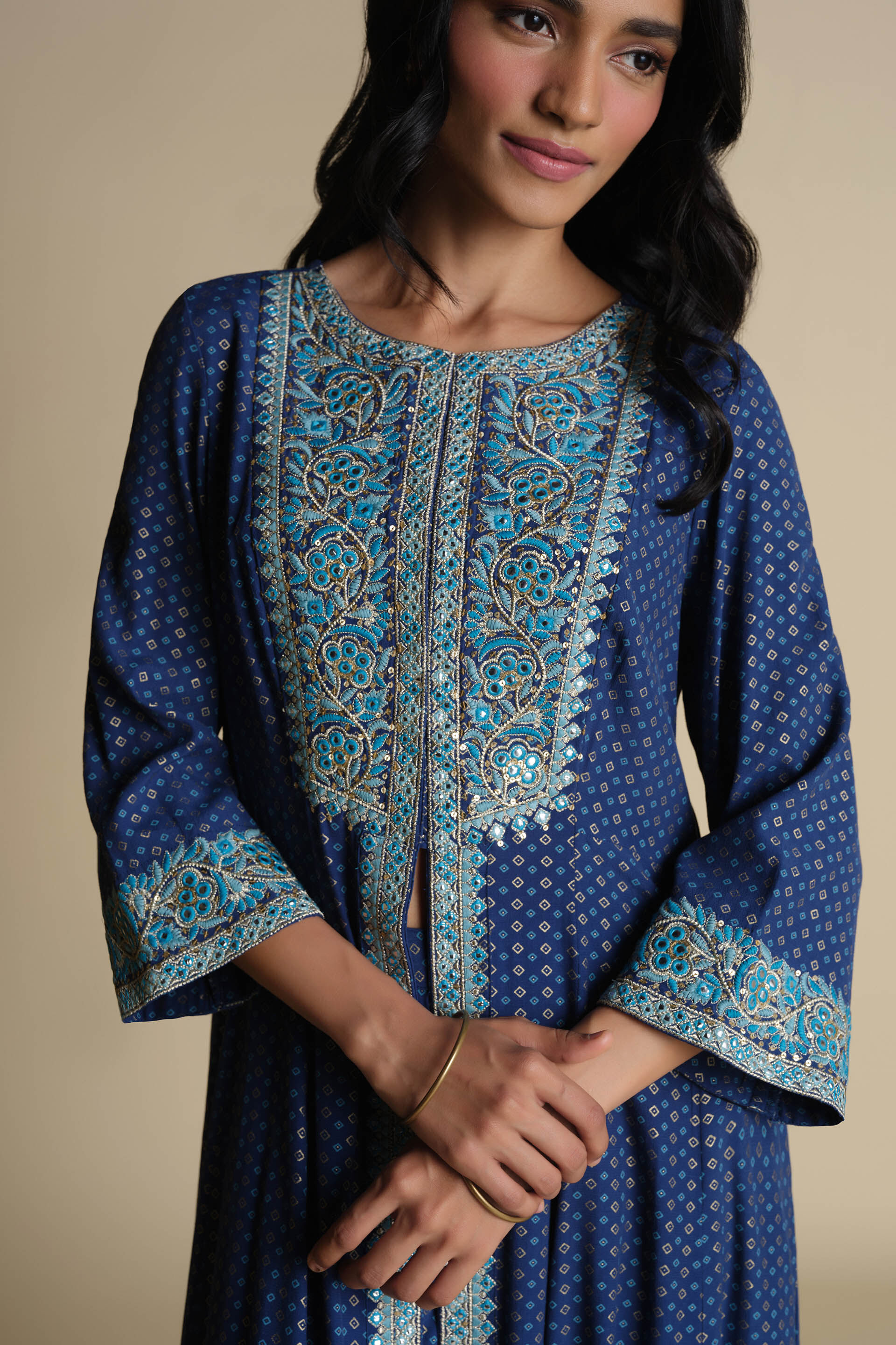 Megh Anarkali Set, Blue, image 5